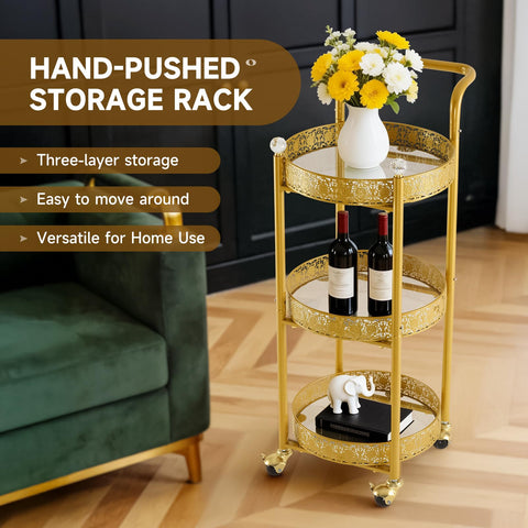 Taotanra glass bar cart with mirror holders for elegant display surfaces