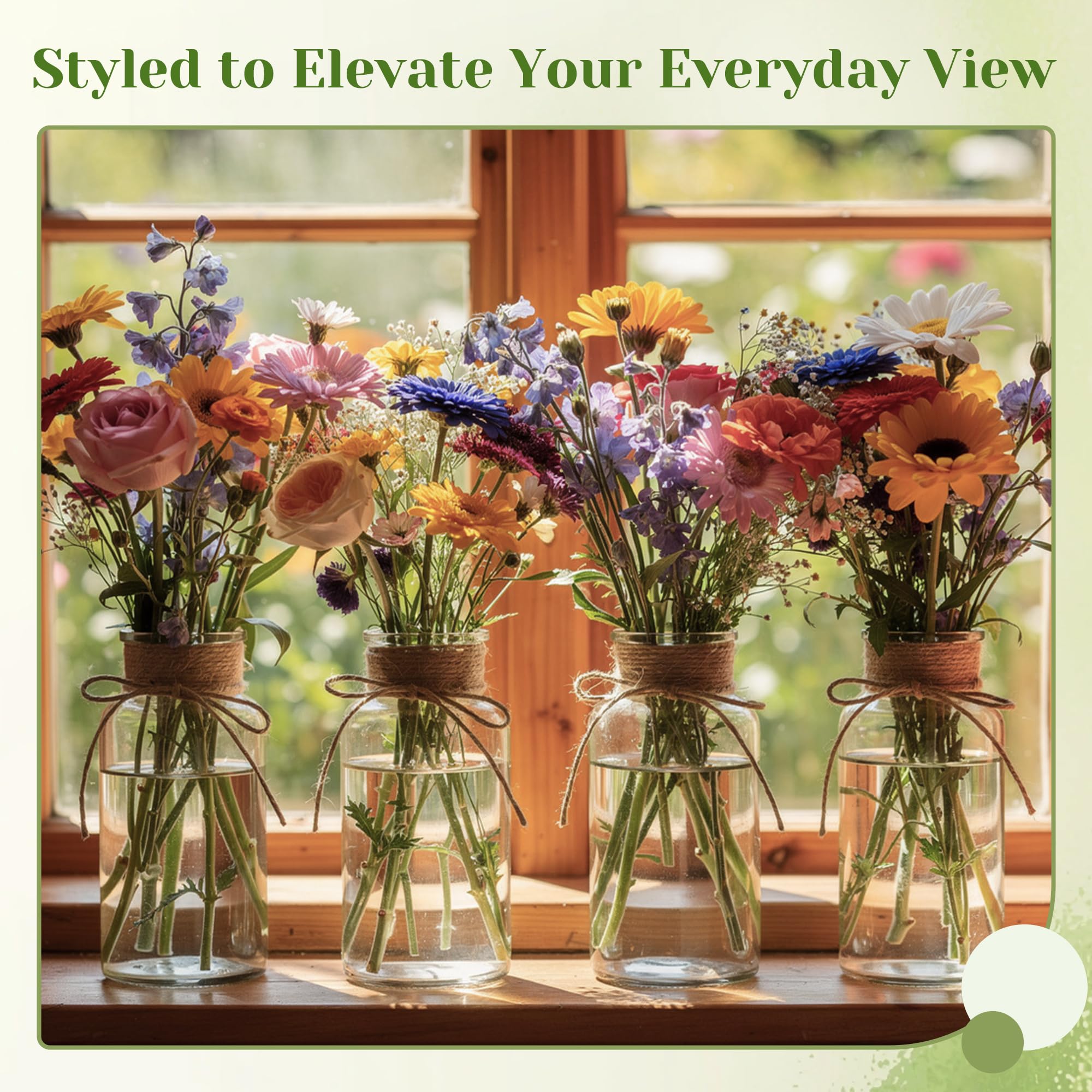 TAOZIMA mason-jar style flower vase suits rustic or boho wedding decor.