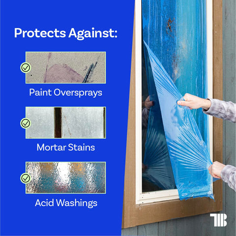 Close-up of TapeManBlue blue film showing durable adhesion and tear resistance.