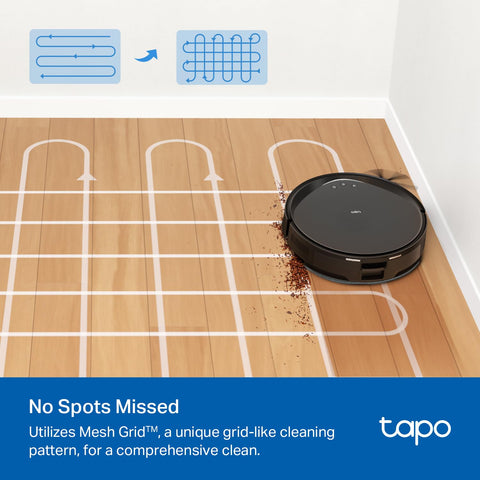 Tapo RV20 Max Plus mopping with adjustable water flow levels across floors