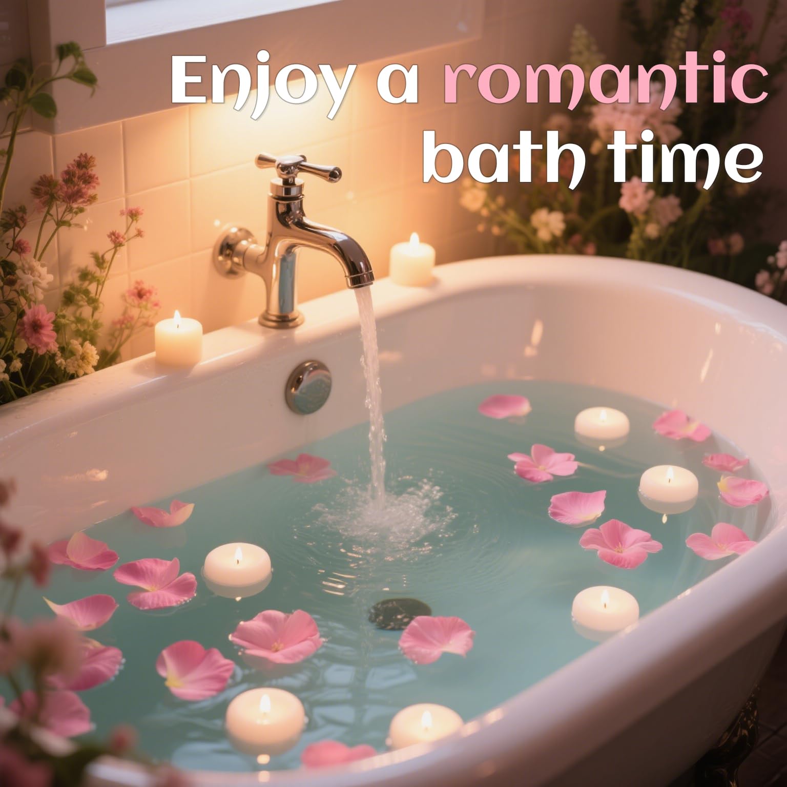 Tappovaly floating candles arranged for romantic dinner or wedding setup