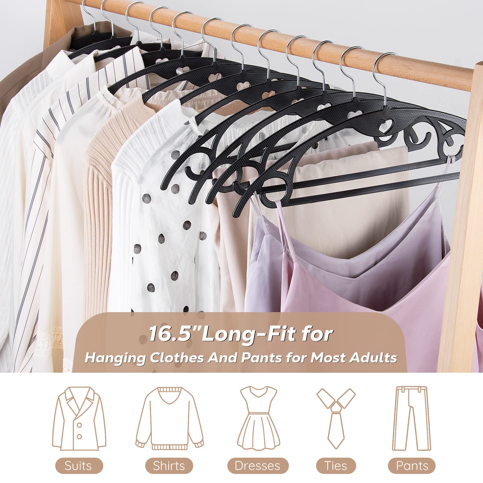 Taranch heavy-duty ABS plastic supports bulky garments with durability.