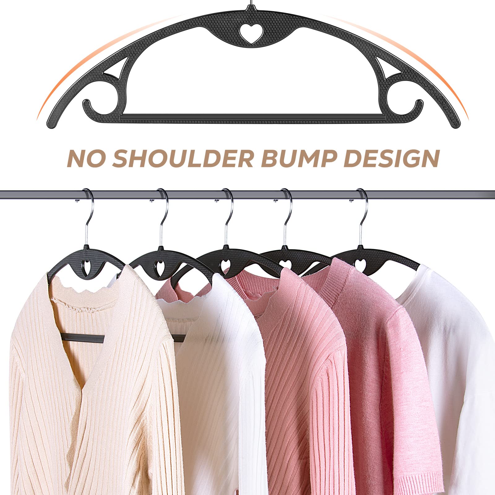 Taranch non-slip base keeps shirts and coats in place.