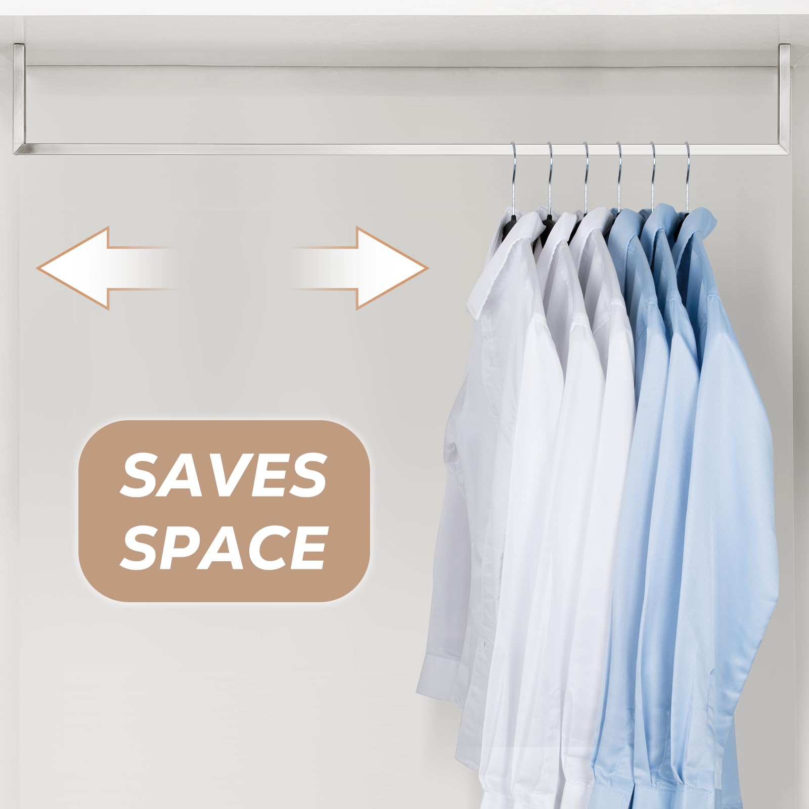 Taranch space-saving design fits slim closet spaces efficiently.