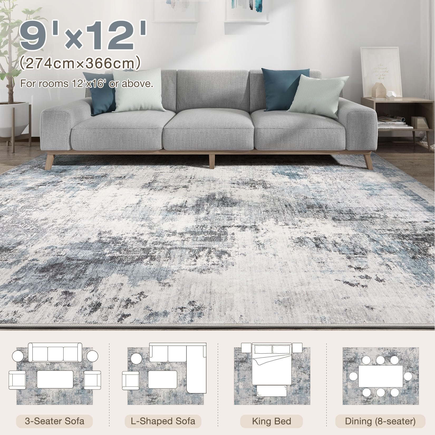 Taranch washable rug abstract design neutral — versatile style for any space.