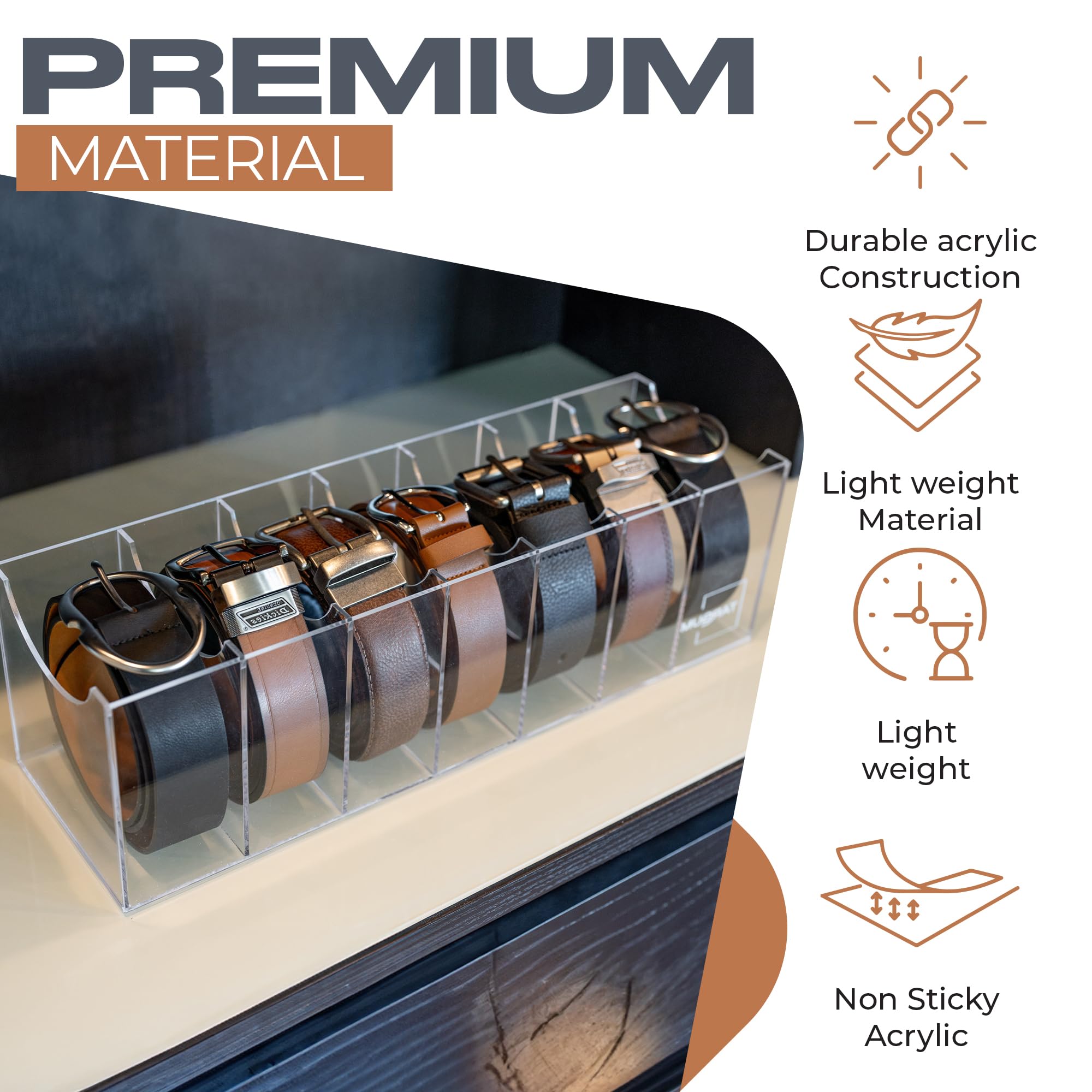 Targum closet solution displays belts neatly on a shelf or in a drawer