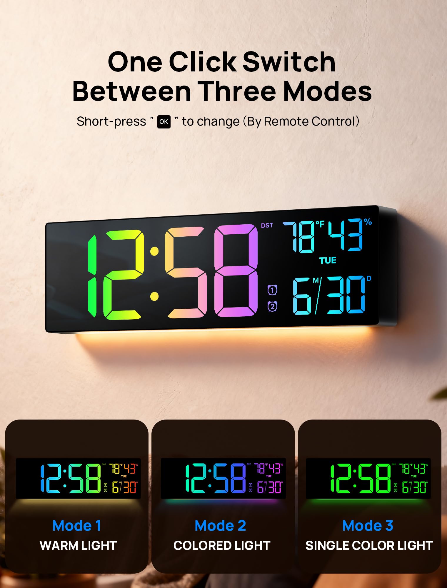 Tarinks night light mode with soft illumination for bedrooms
