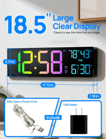 Tarinks large clock shown from the side for wall mounted convenience