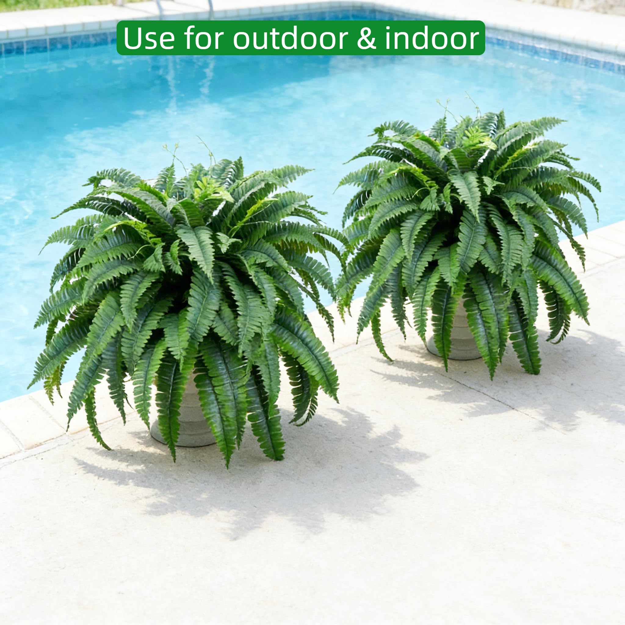 Tasruwat dense 100-frond fern close-up shows lifelike silk leaves for garden decor