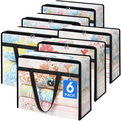 TasticTotes clear bag with comforter inside for easy closet organization.
