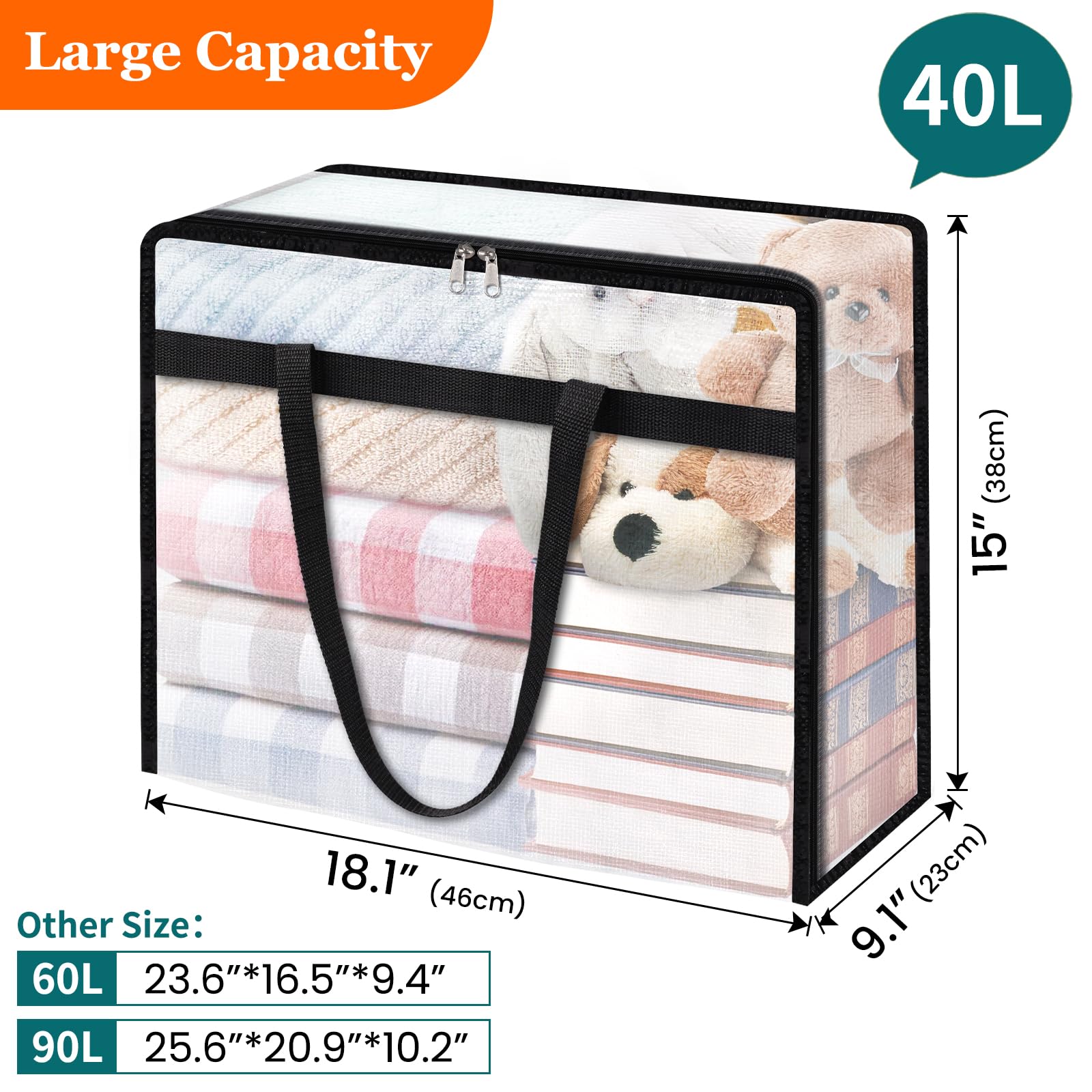 TasticTotes clear storage bags with reinforced handles for easy carrying