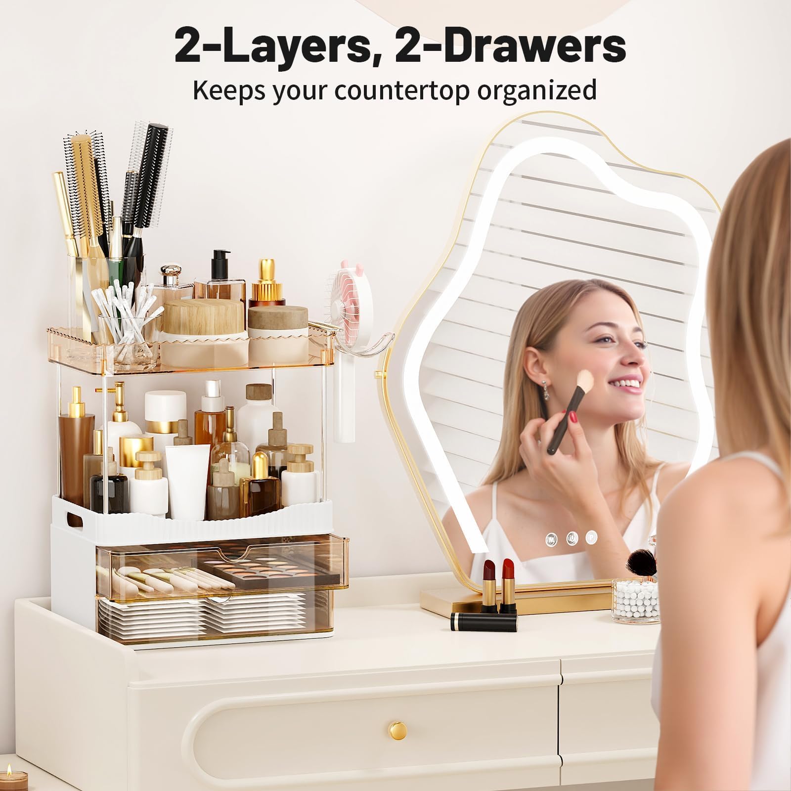 TasticTotes compact vanity organizer fits small bathrooms and frees counter space.