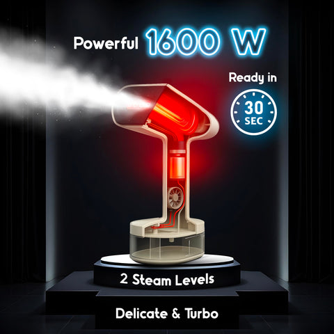 Tata Michelle steamer showing delicate and turbo levels on the control panel