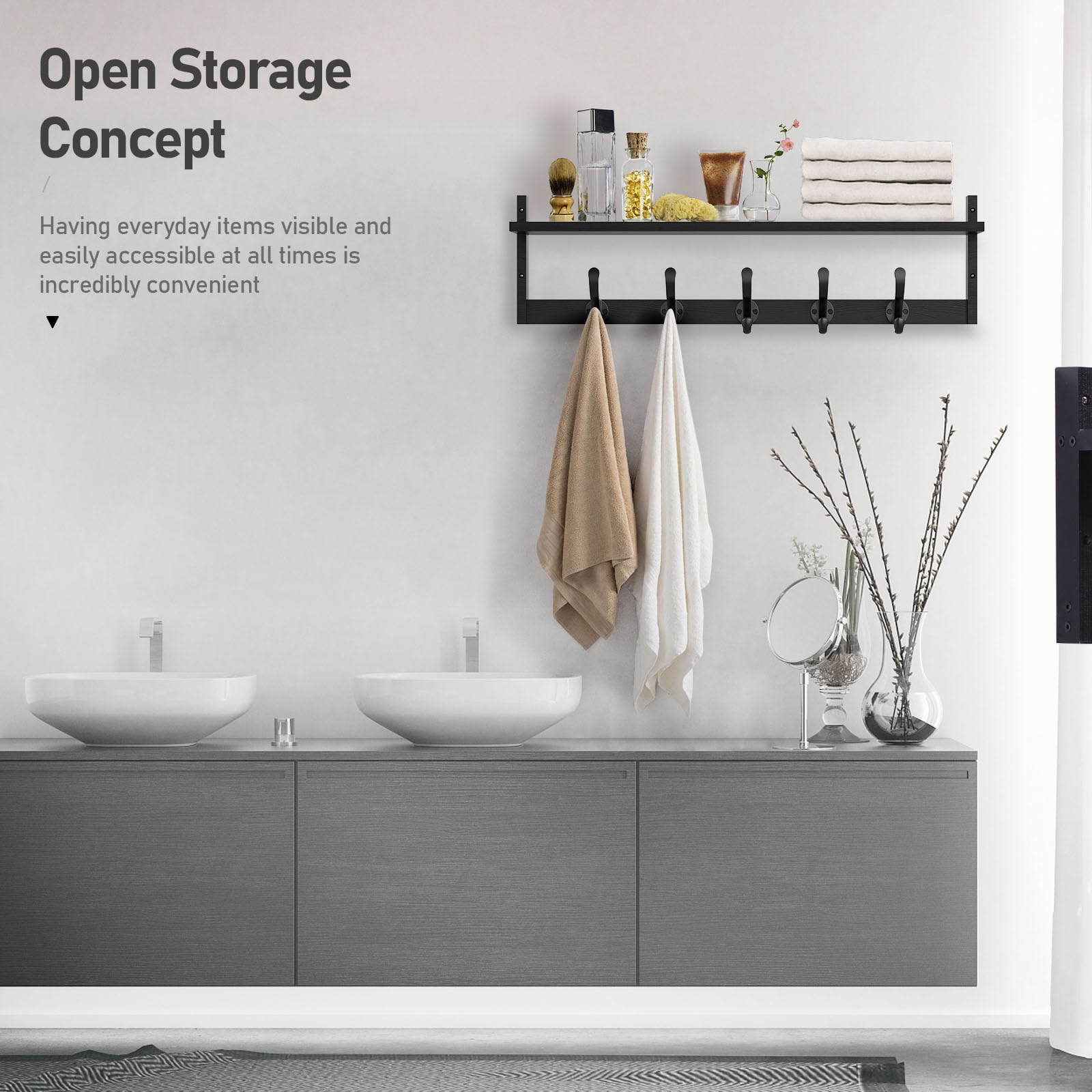 Tatub black coat rack wall mount adds sleek, versatile storage to modern interiors