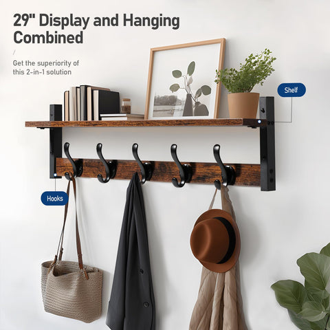 Tatub rustic black coat rack with shelf in entryway keeps you organized