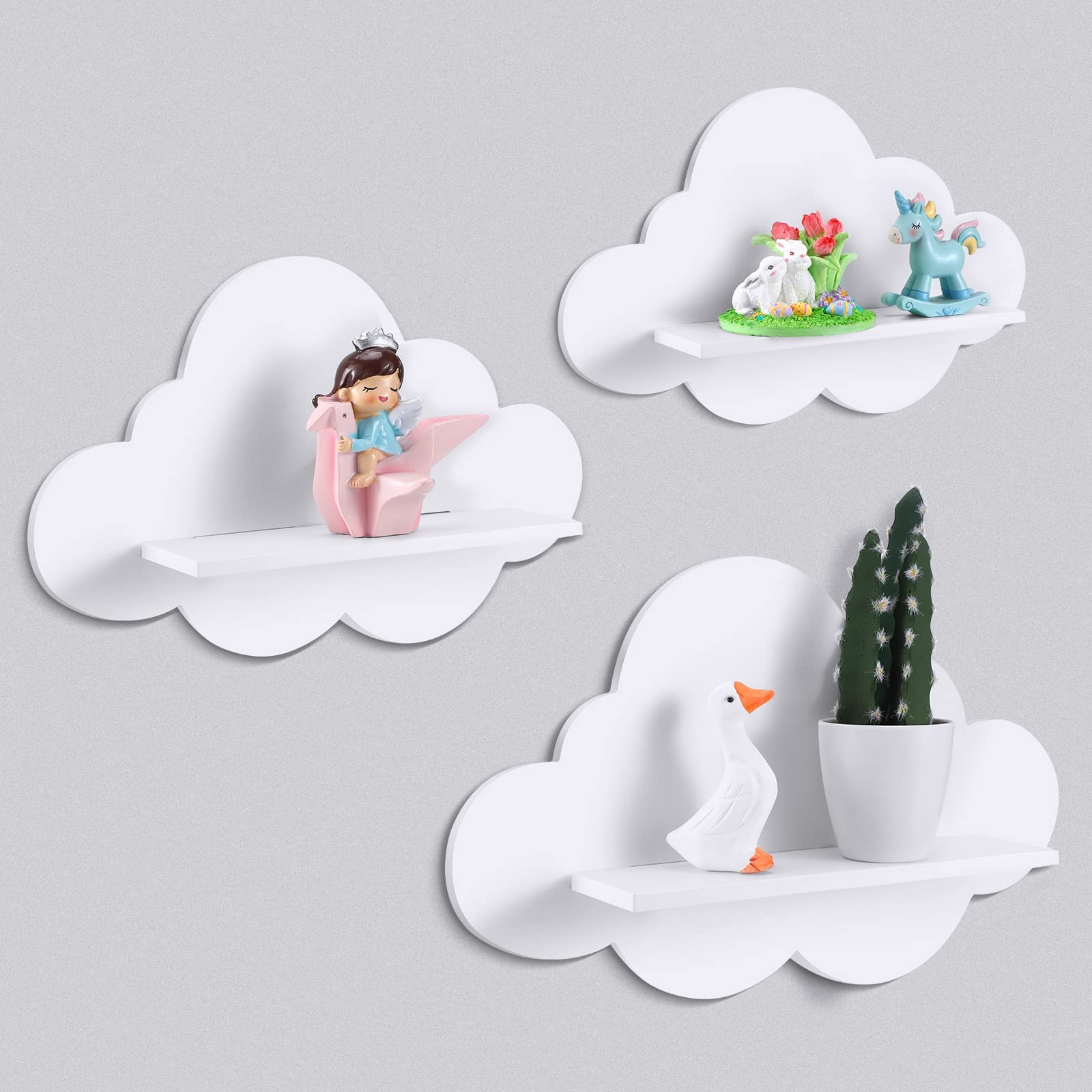 Tatuo 3-piece cloud shelves mounted on wall for stylish display in a modern room