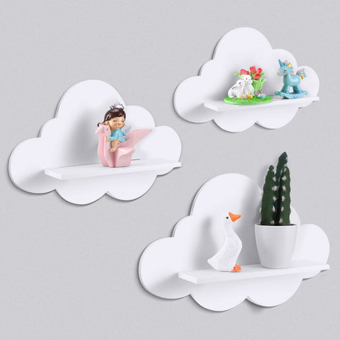 Tatuo 3-piece cloud shelves mounted on wall for stylish display in a modern room
