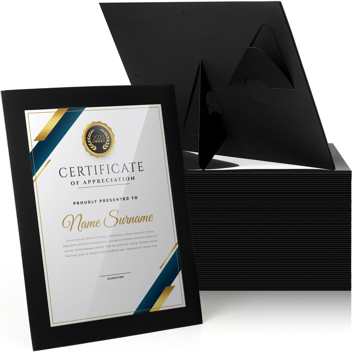 Tatuo 8.5x11 black certificate frame set for diplomas and awards