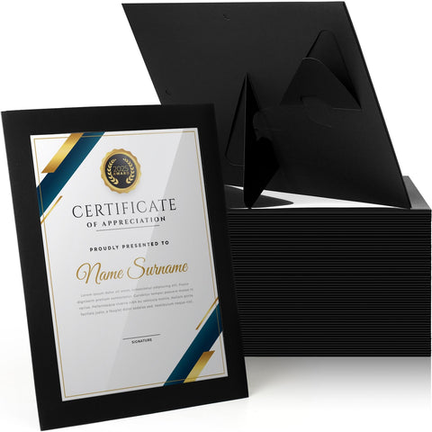Tatuo 8.5x11 black certificate frame set for diplomas and awards