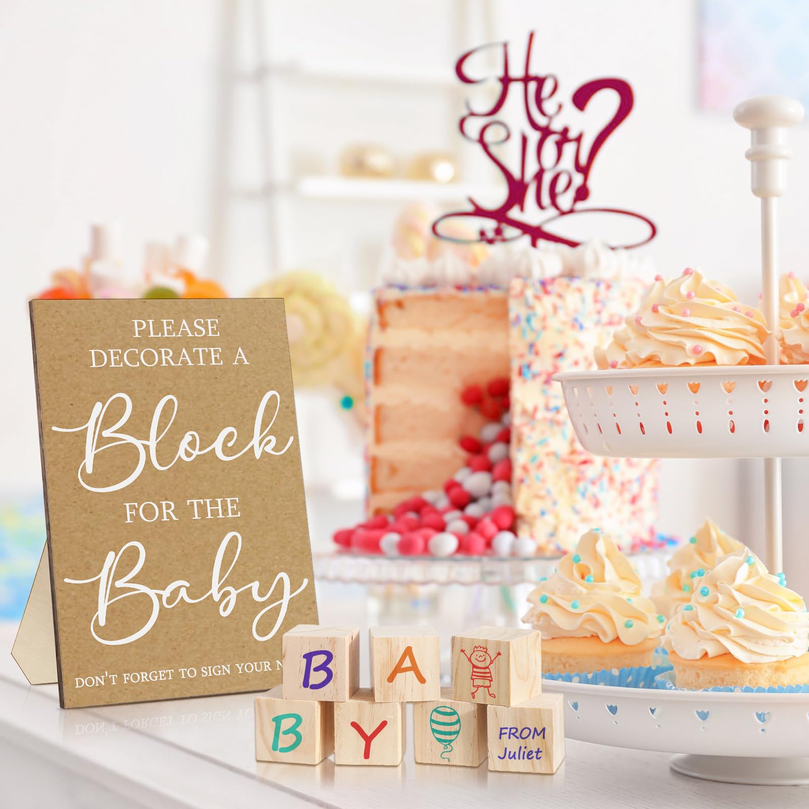 Tatuo DIY baby shower blocks for interactive games and keepsakes