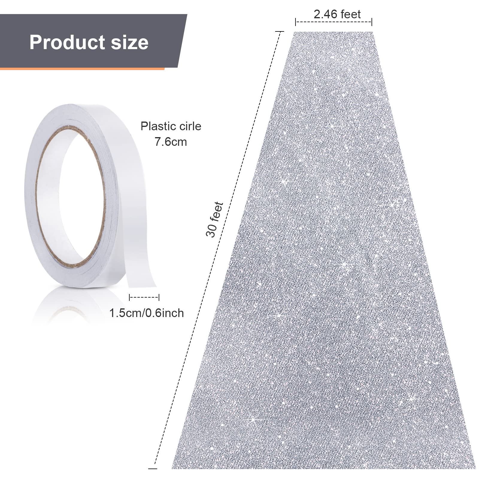 Tatuo glitter carpet runner close-up shows 55 GSM texture and durable feel.