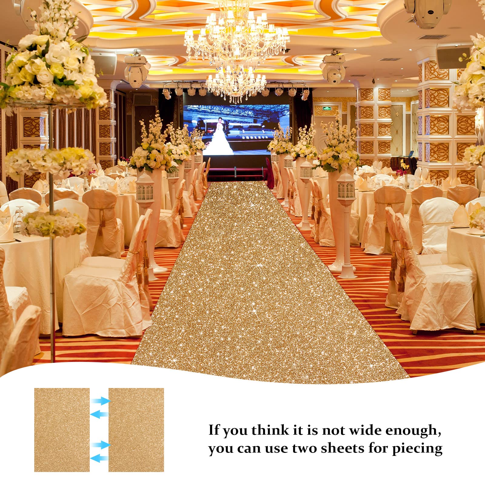 Tatuo glitter champagne rug aisle decoration adds festive flair