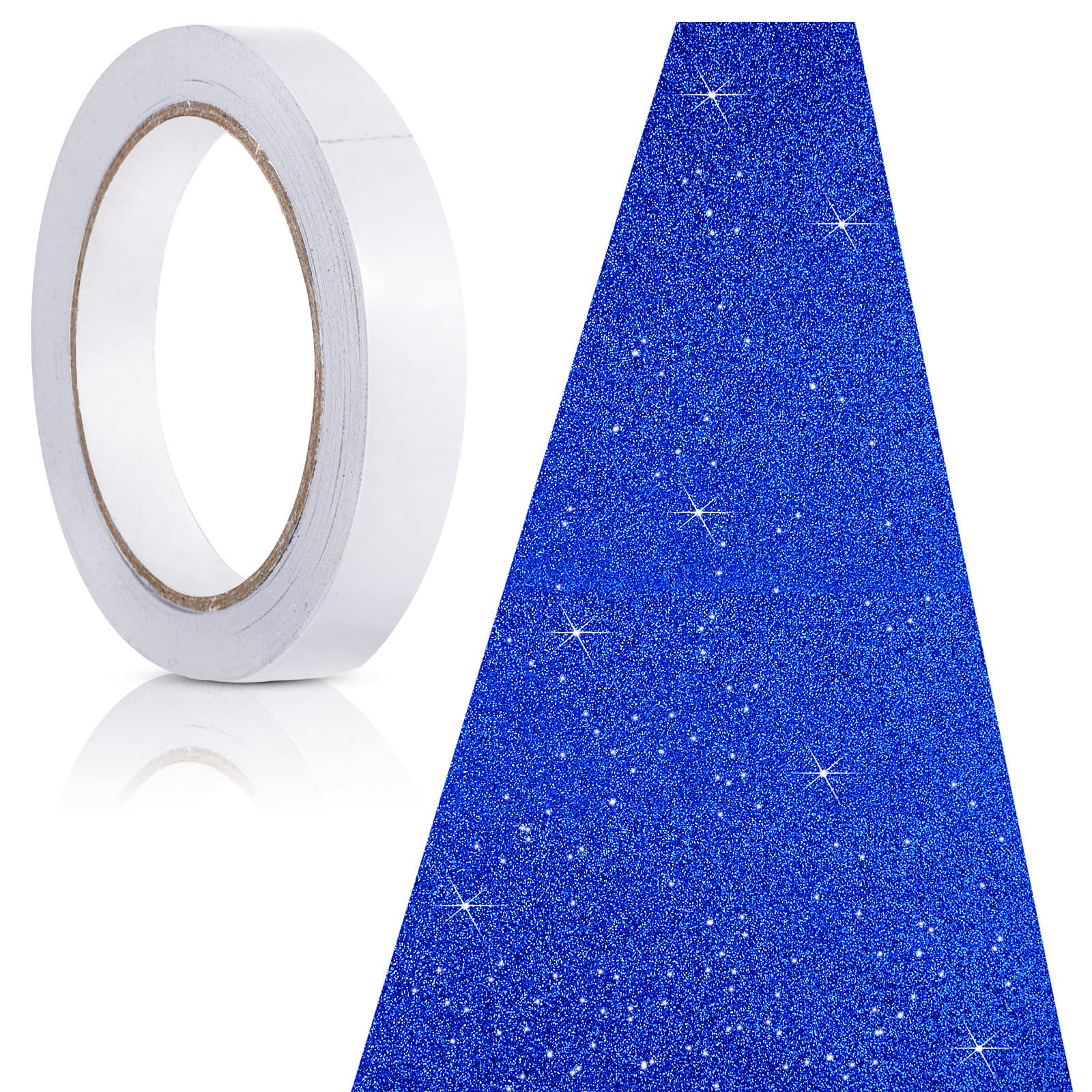 Tatuo glitter dark blue runner rug in full length for elegant aisles