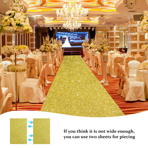 Tatuo glitter gold rug creates a cinematic entrance for prom and parties.