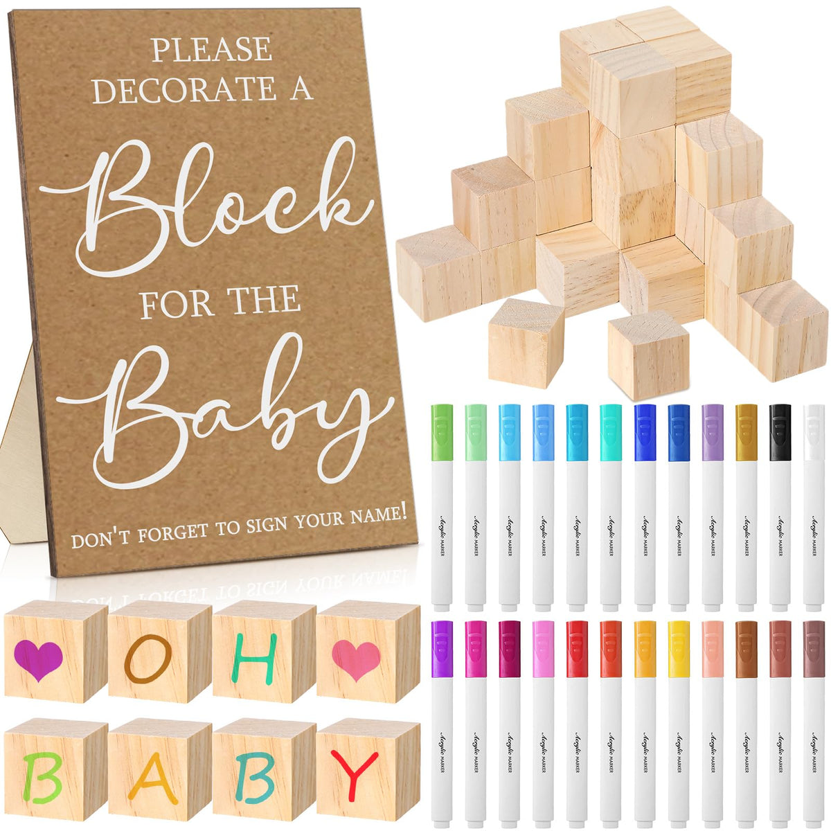 Tatuo Here Comes The Son block games sign for engaging baby shower activities