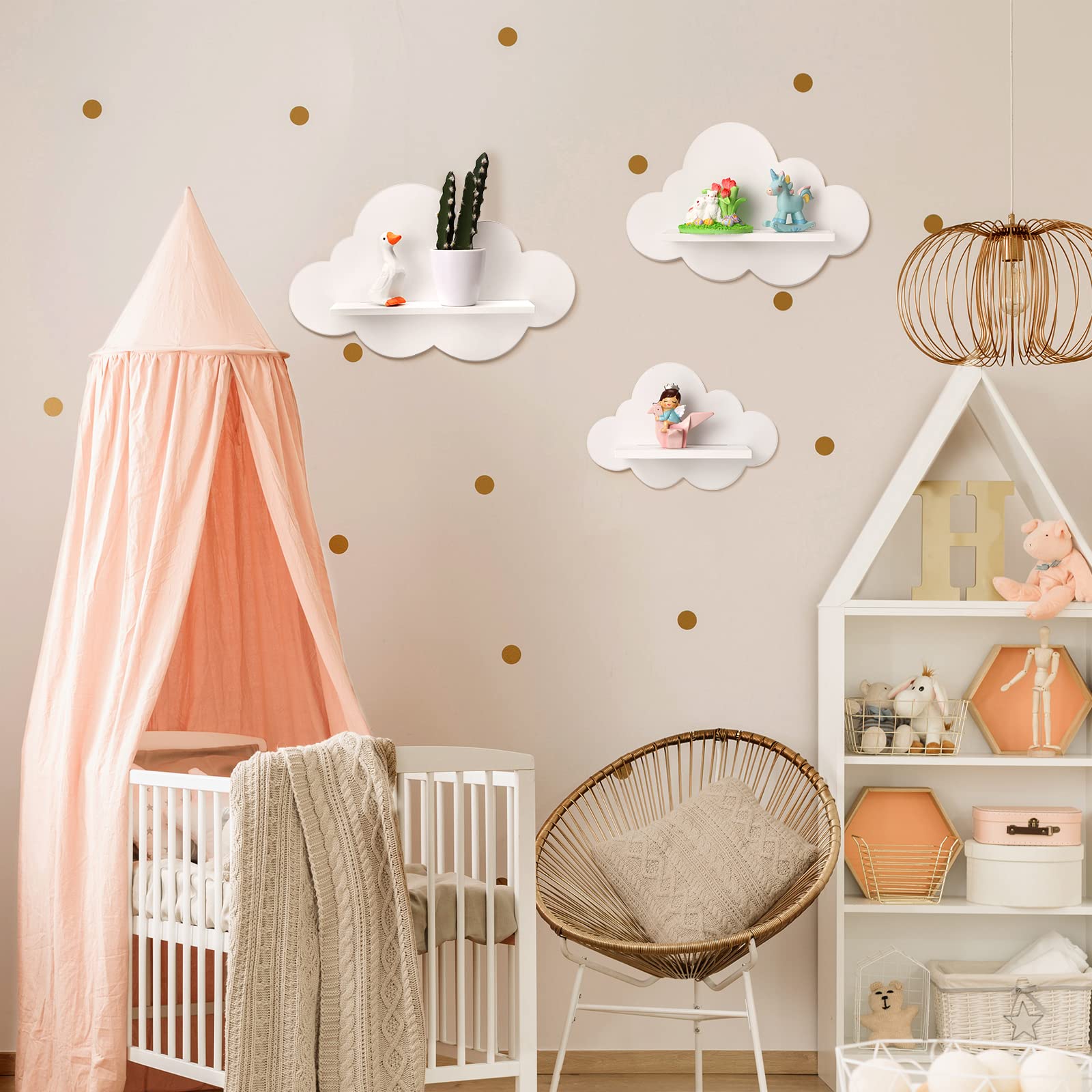 Tatuo cloud shelves with wall installation holes for easy mounting