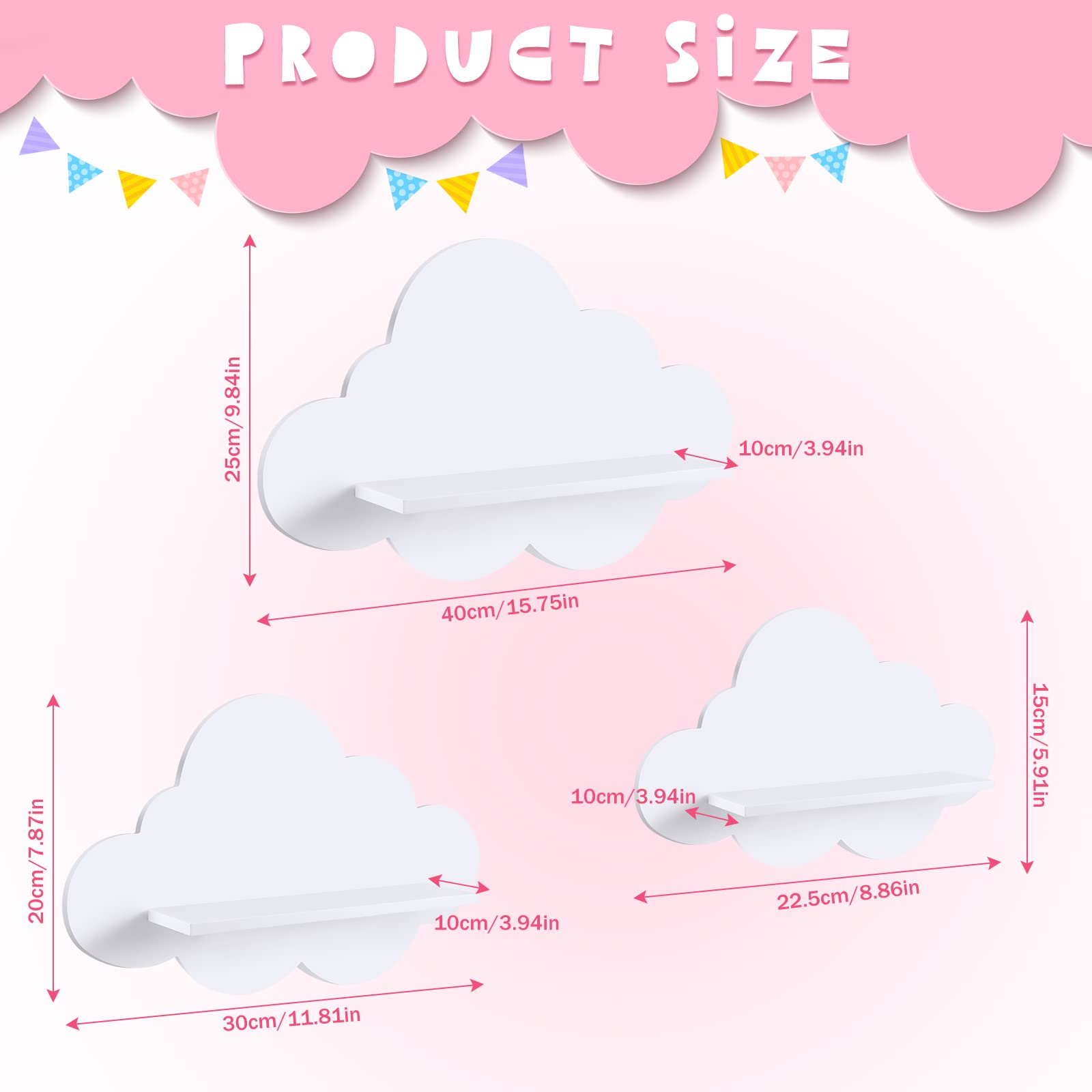 Tatuo white cloud shelf in living room showing compact item display