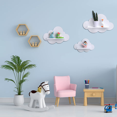 Tatuo wooden cloud shelves with rounded edges for safe use