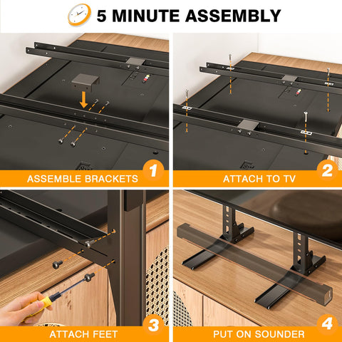 TAVR Furniture anti-slip feet stabilize your TV on smooth surfaces.