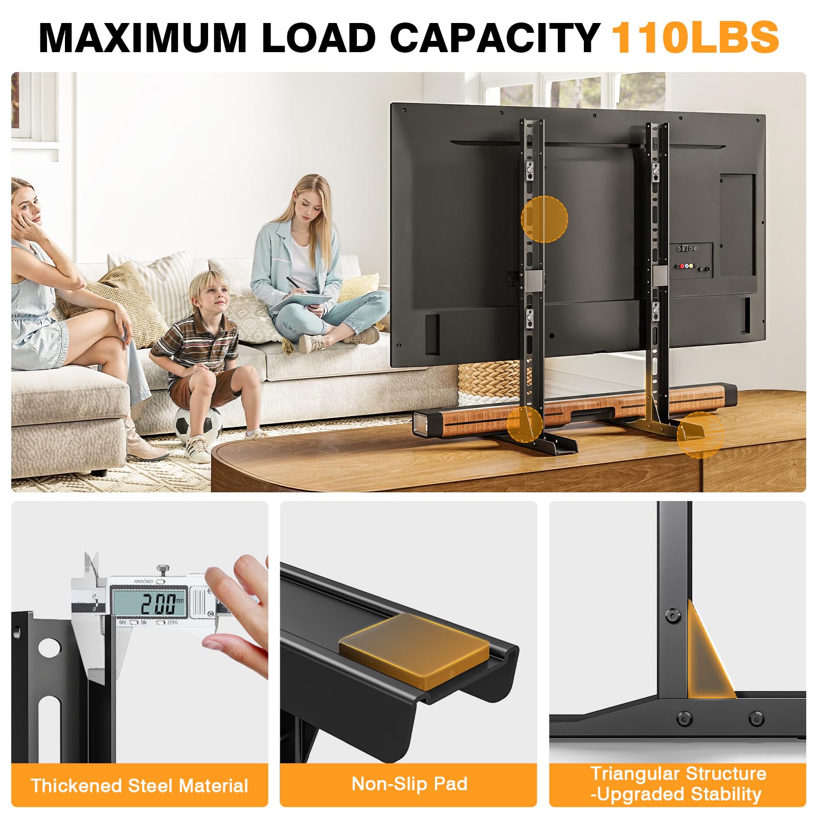 TAVR Furniture heavy-duty steel legs offer robust 110 lb load-bearing capacity.