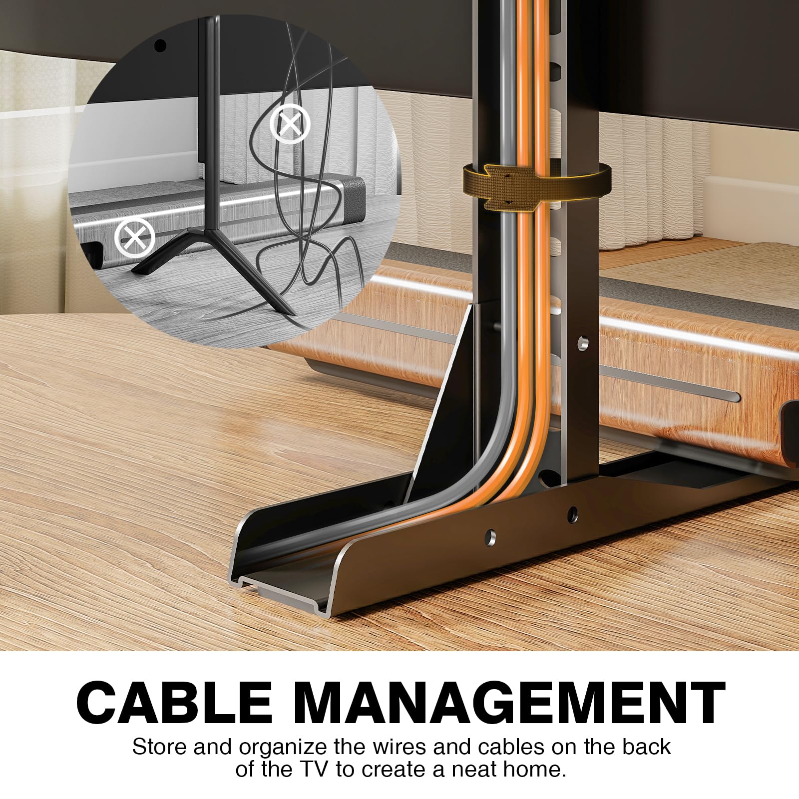 TAVR Furniture two installation modes adapt to TV size and space.