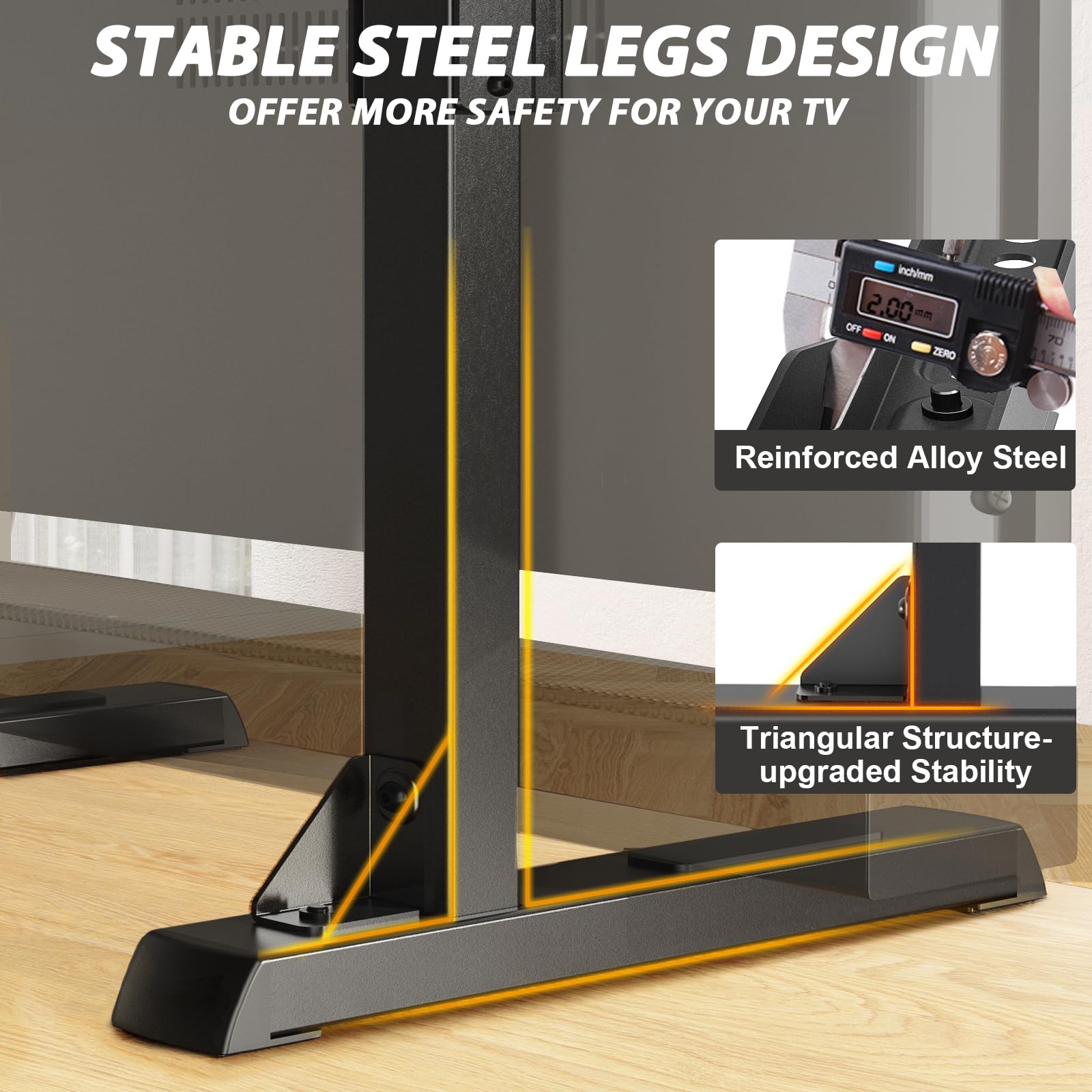 TAVR Furniture VESA 800x500 compatibility covers a wide TV range.