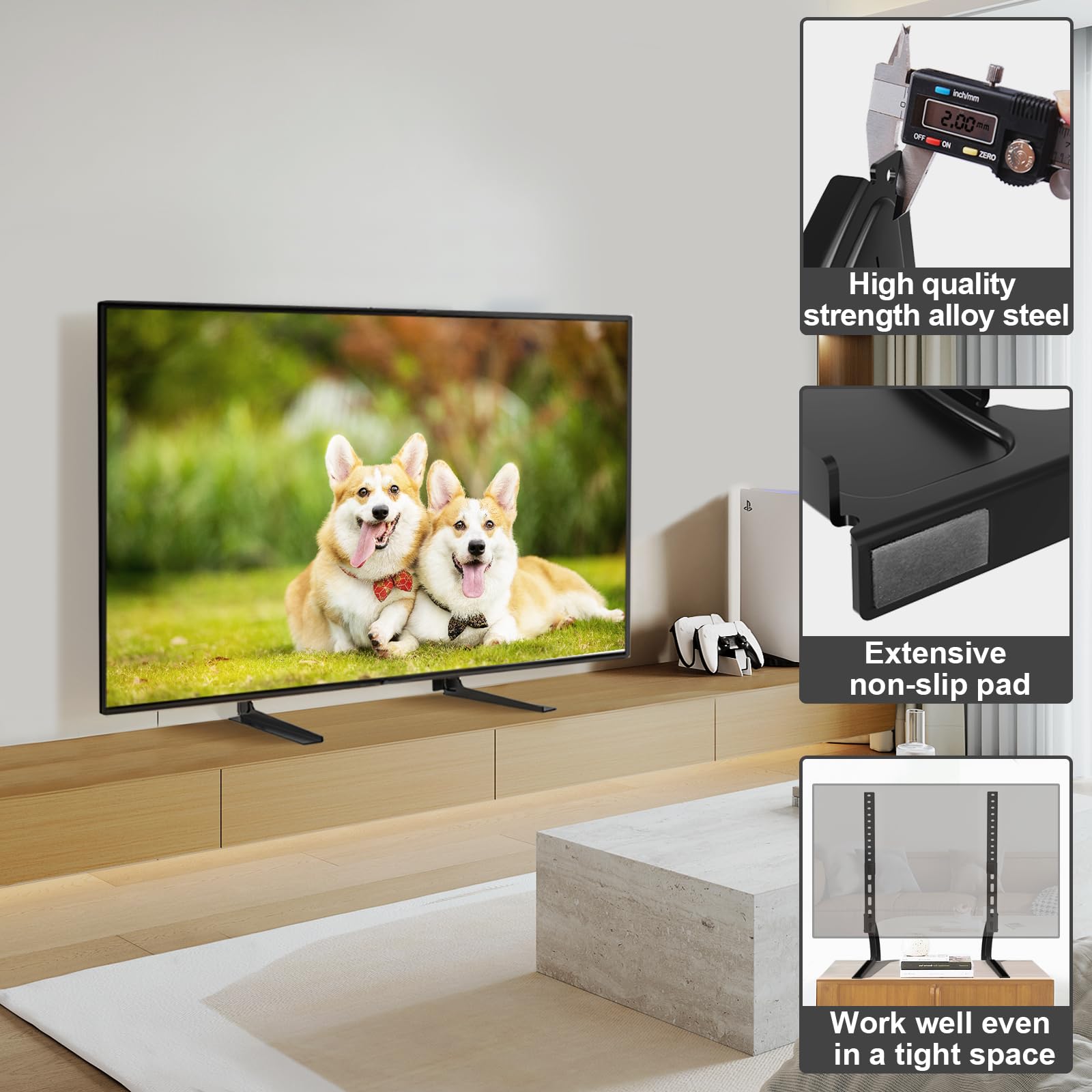 TAVR Space-saving design lets you move the TV easily.