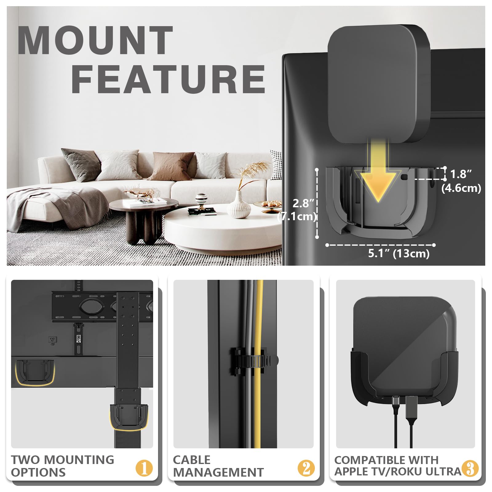 TAVR sturdy 110 lb capacity provides a solid base for larger TVs.
