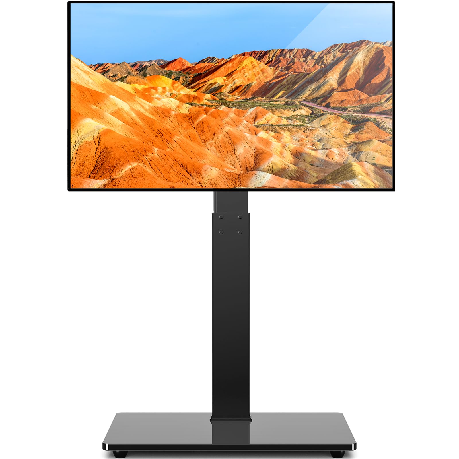 TAVR universal floor TV stand demonstrates a complete living room setup.