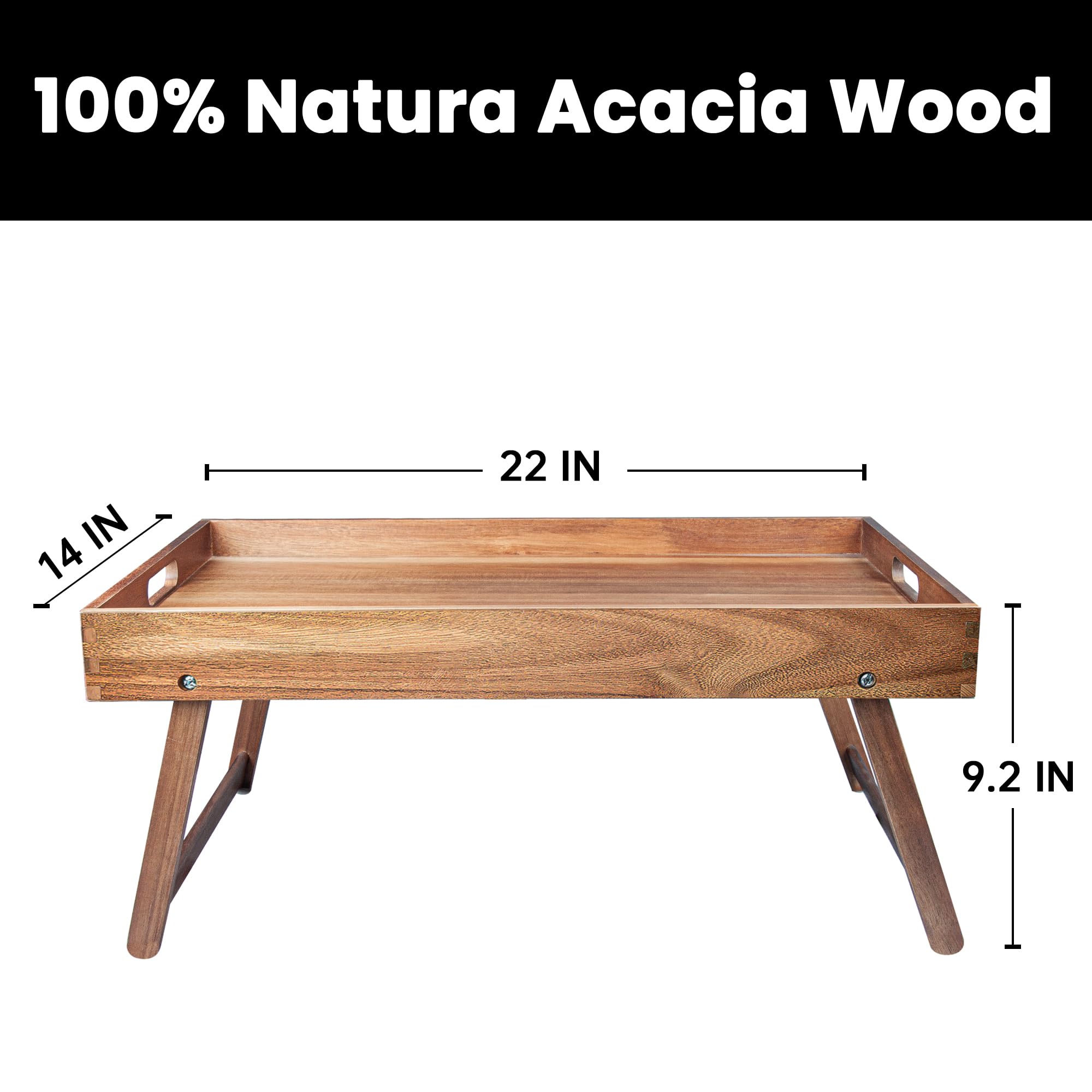 Taxenxar acacia wood tray with raised edge to prevent spills.