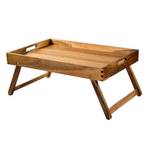 Taxenxar extra-large bed tray in acacia wood, ideal for meals in bed.