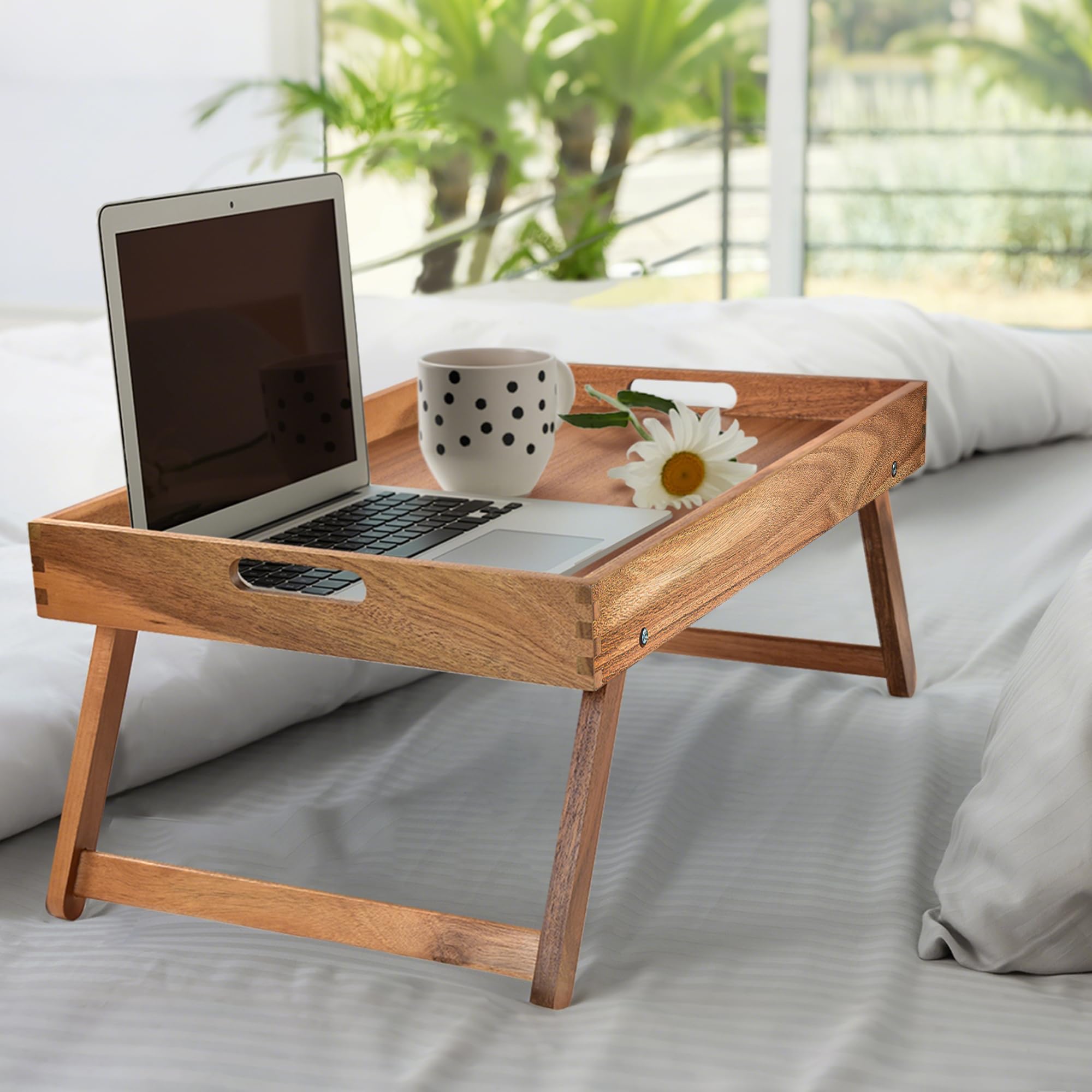 Taxenxar multi-functional tray for breakfast, laptop, or bedside use.