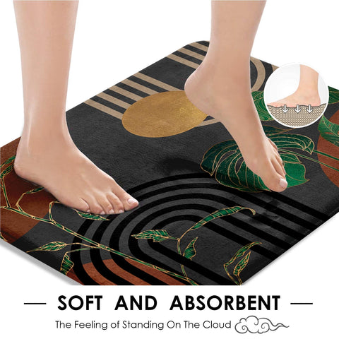 Tayney Brown U-shaped rug provides non-slip comfort around the toilet.