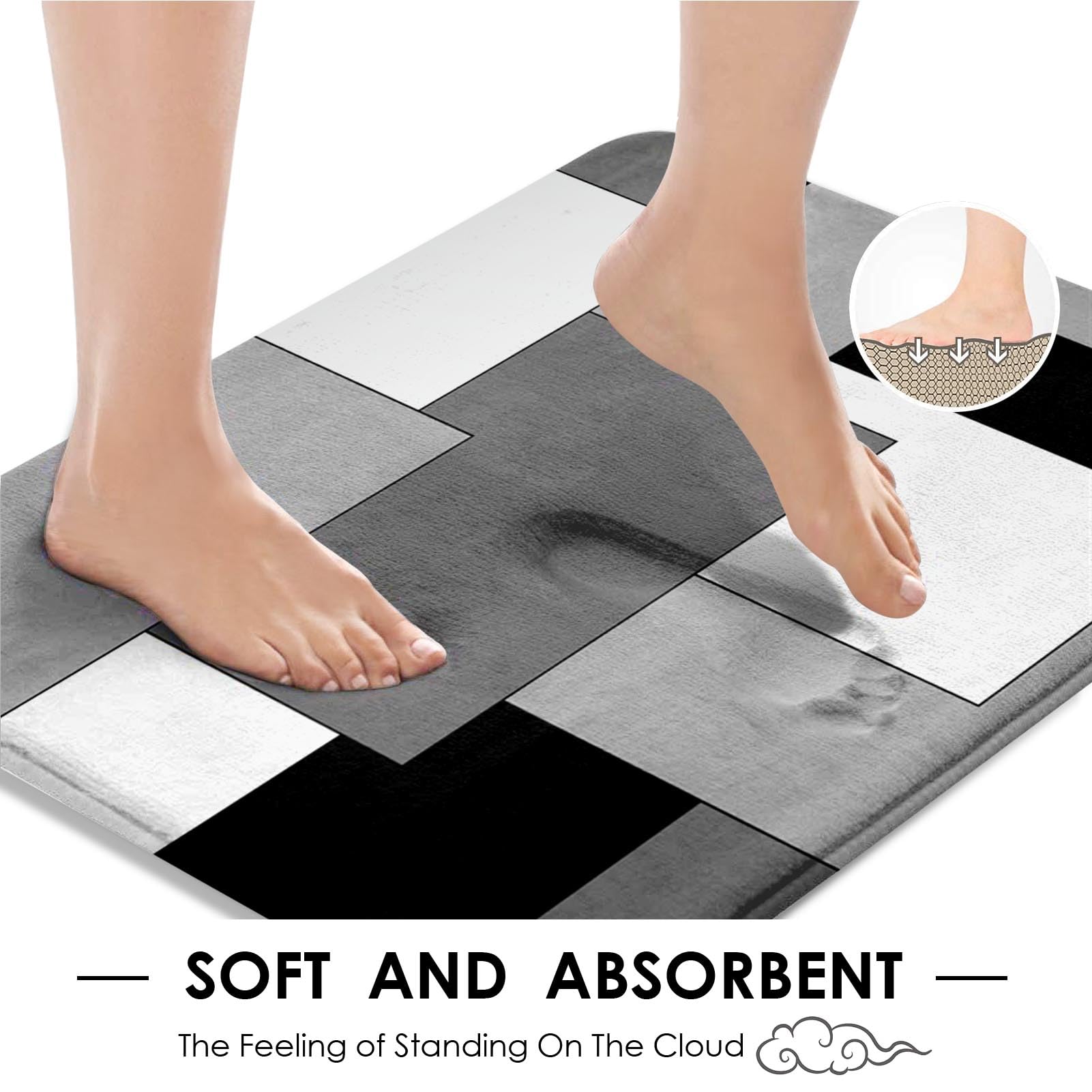 Tayney U-shaped rug with non-slip backing for safe bathroom steps