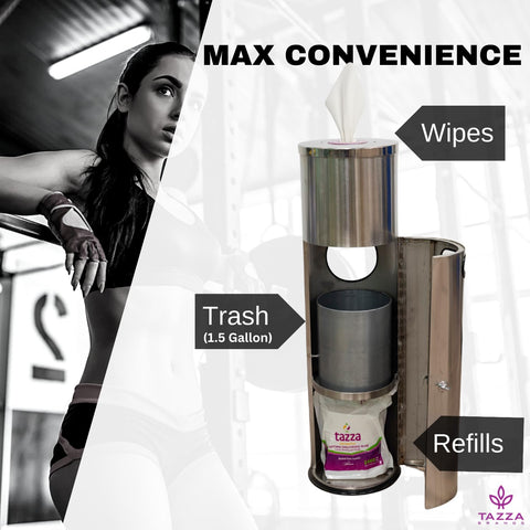 Tazza compact footprint fits tight gym corners with a modern finish.
