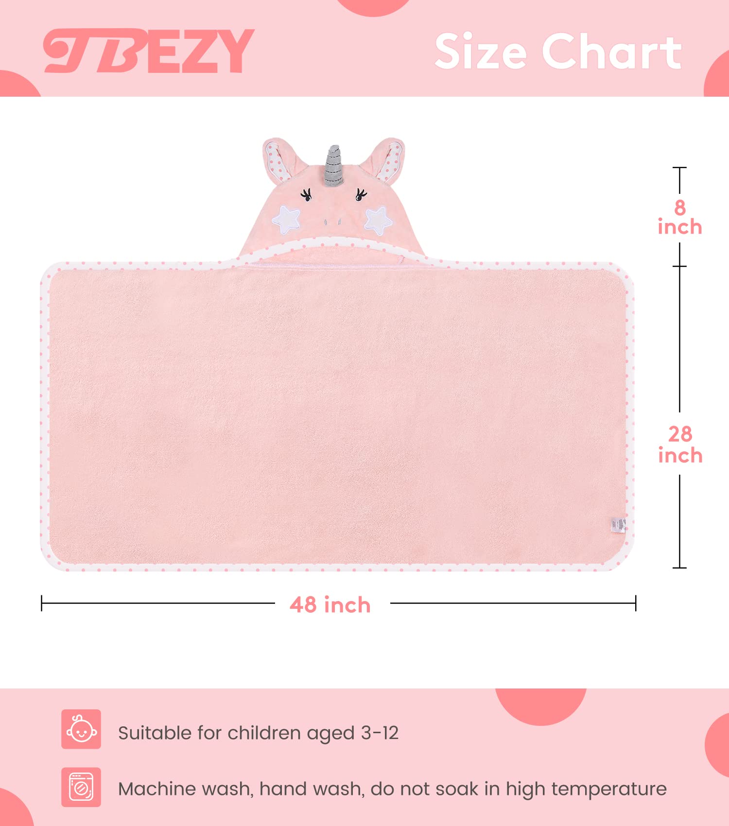 TBEZY hooded towel kids 48x28 inches, secure fit after swimming