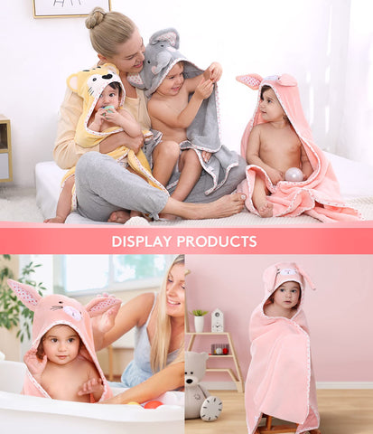 TBEZY hooded towel with colorful bunny design, ideal for beach or pool gifting.