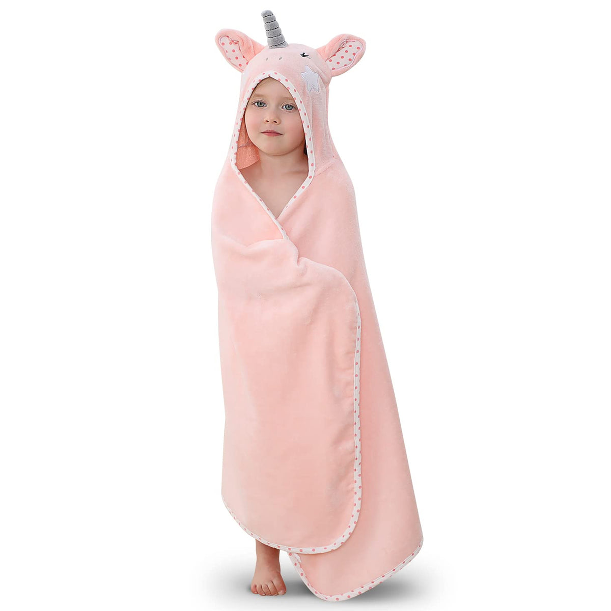 TBEZY unicorn hooded towel for kids with plush design, highly absorbent for baths
