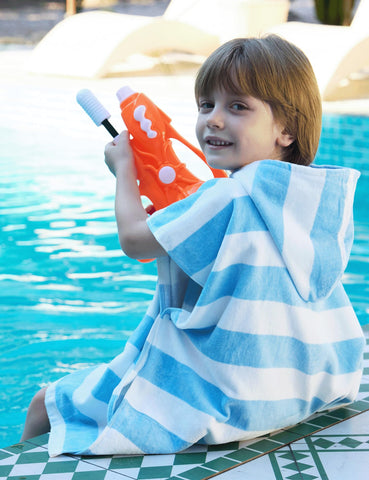 TBEZY blue poncho towel with thick cotton for quick drying