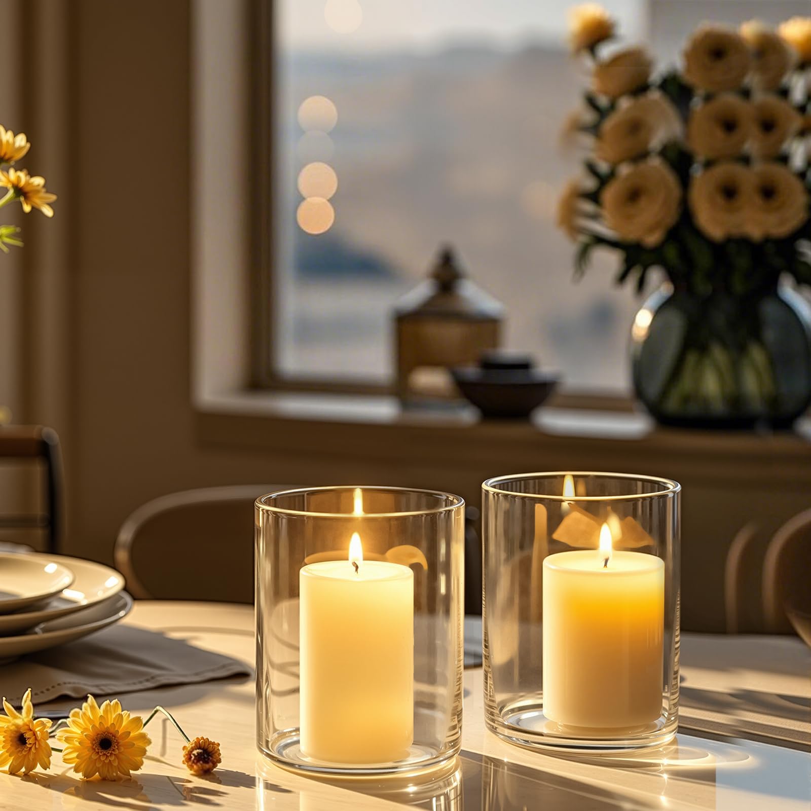 TBWIND candle holder glass vase 4-inch doubles as ambient centerpiece